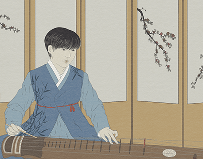 The Musician [ukiyo-e inspired illustration]