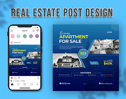Creative real estate social media post template design