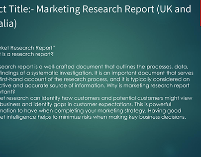 Marketing Research Report and Marketing Plan