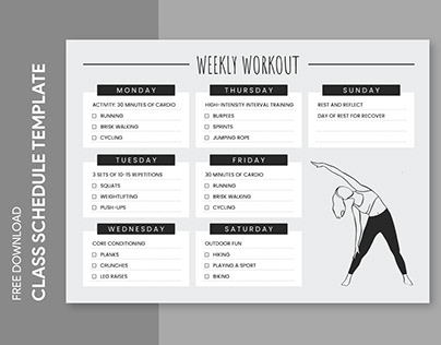 Free Editable Online Workout Schedule Template