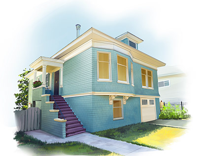 Illustration of a house for a real estate agency
