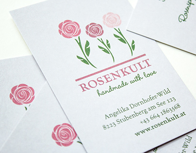 Visitenkarten für Rosenkult – handmade with love