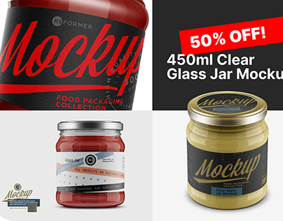 450ml Clear Glass Jar Mockup Set
