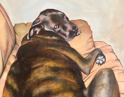 Dog, cane Corso mix, painting