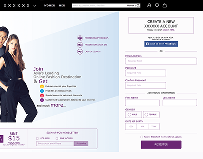 E-commerce; user registration page
