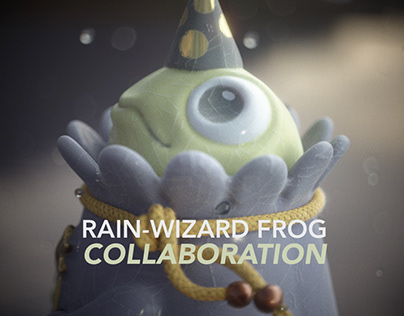 Rain-wizard frog porcelain figurine