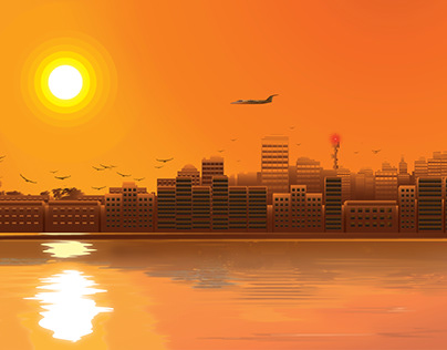 City Sunset - Vector Illustration