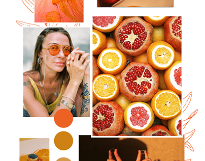 Moodboard dans les coloris rouge - orange