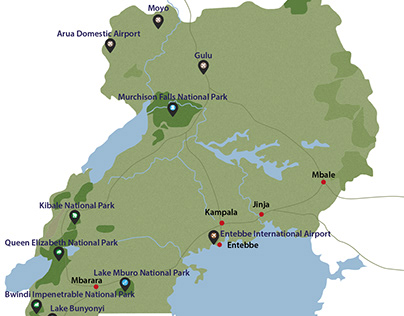Uganda Tour Itinerary Locations - Illustration