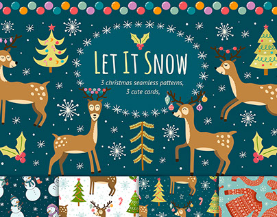 Let It Snow: seamless patterns & cards
