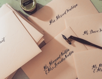 Wedding envelopes - Black on pink