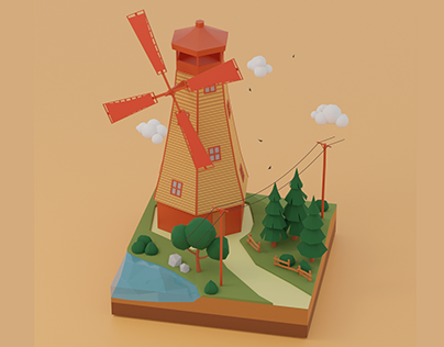 Project thumbnail - Low poly Windmill