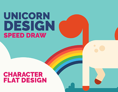Flat Design - Unicorn - speed draw