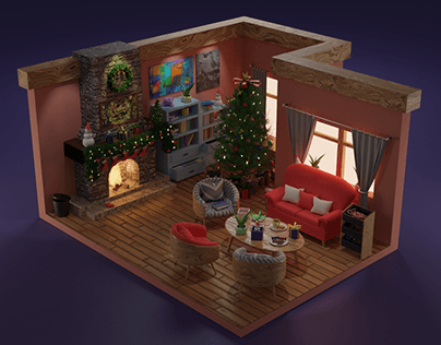 Isometric Room "Merry Christmas"