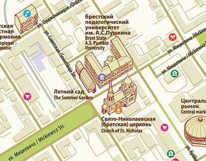 Tourist map of Brest city center