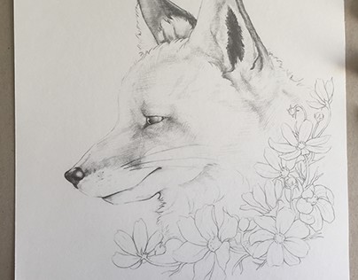 WIP Fox and Flowers