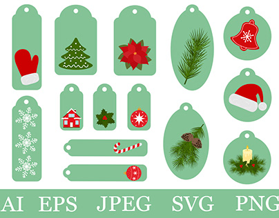 Christmas Gift Tags. Gift Tags templates. Gift Tags SVG