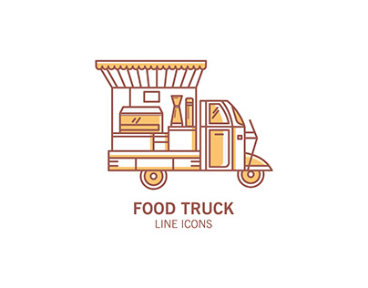 Free Food Truck Line Icons