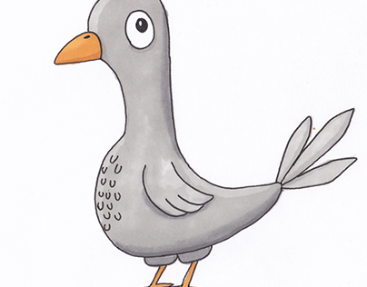Hand-drawn pigeons