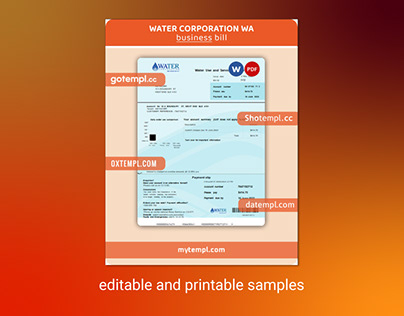Water Corporation WA utility business bill template