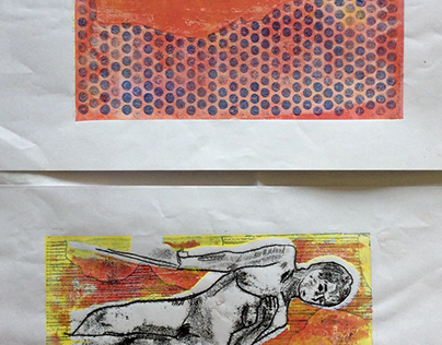 Monoprints with life drawings