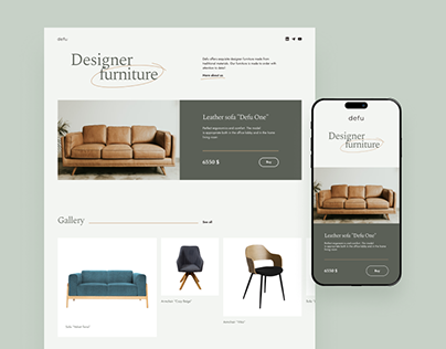 Landing page for designer furniture