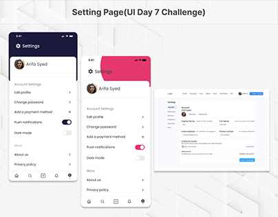 Setting page Day 7 Daily UI Challenge