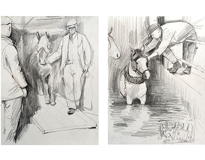 Sketching – miners, pit ponies, portraits