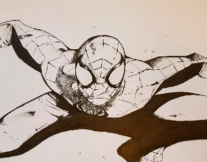Spiderman India ink drawing