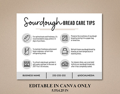 Sourdough Care Card | Bread Care Card Template