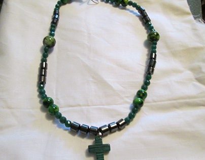 Handmade malachite cross pendant necklace