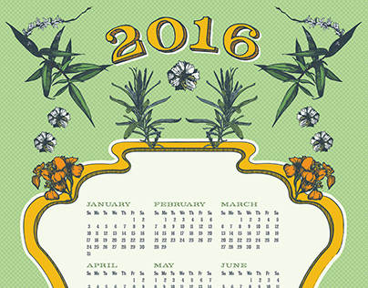 2016 Calendar Tea Towel