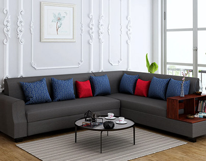 Buy 100% polyester Morkel L Shape Sofa Online In India