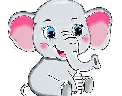 Baby Elephant with Milk Bottle