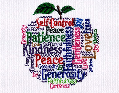 APPLE SHAPED MOTIVATIONAL WORDS EMBROIDERY DESIGN