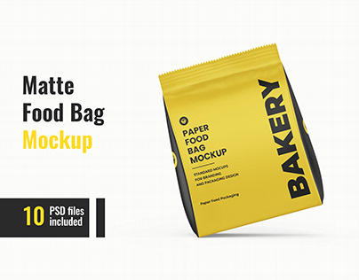 Matte Paper Bag Food Packaging PSD Mockup