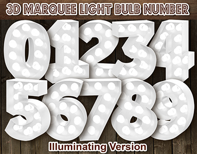 3D Marquee Light Bulb Number