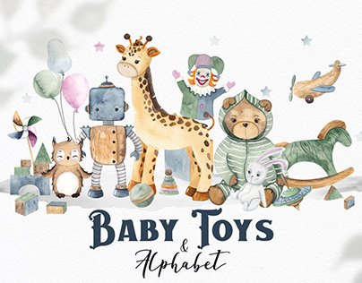 Watercolor Baby Toys & Alphabet