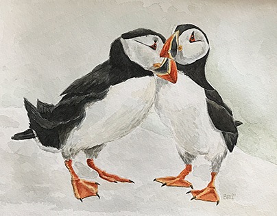 2017.09 - Puffins Watercolor Illustration