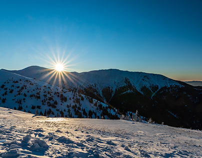 Sunrise in winter Nizke Tatry mountains