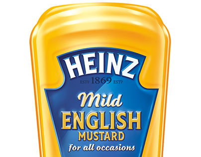 Mild english mustard sauce label illustration