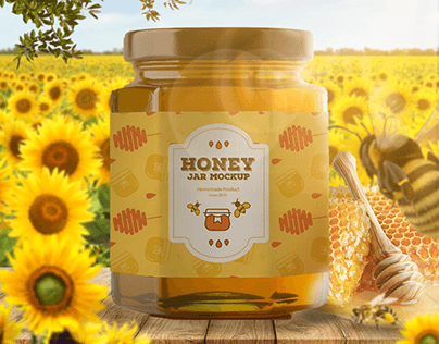 Photpshop Manipulation For A Product ( Honey Jar )