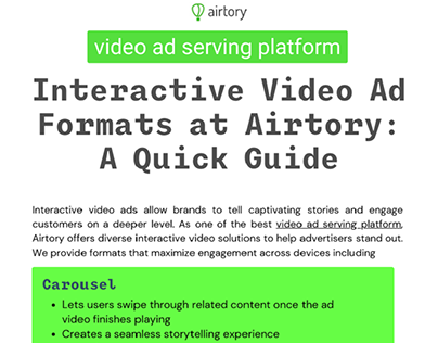 Interactive Video Ad Formats at Airtory: A Quick Guide