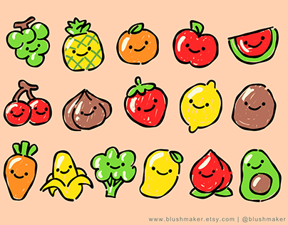 Smiley Fruit Doodles