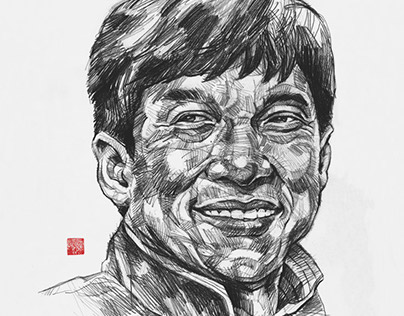 Illustration of JACKIE CHAN with graphite pencil