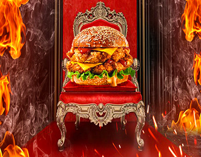 burger in fire