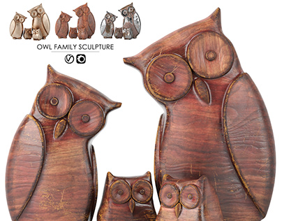 Owl Family Sculpture