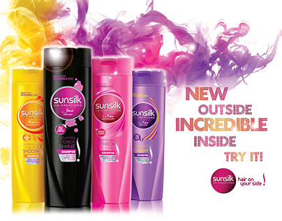 Sun-Silk Shampoo: Press Ad & Branding
