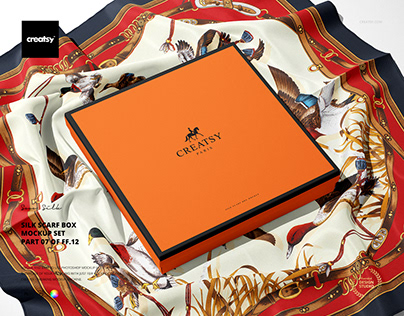 Silk Scarf Box Mockup Set (07/FFv.12)