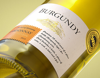 BURGUNDY bottle 3D model for Chardonnay wines